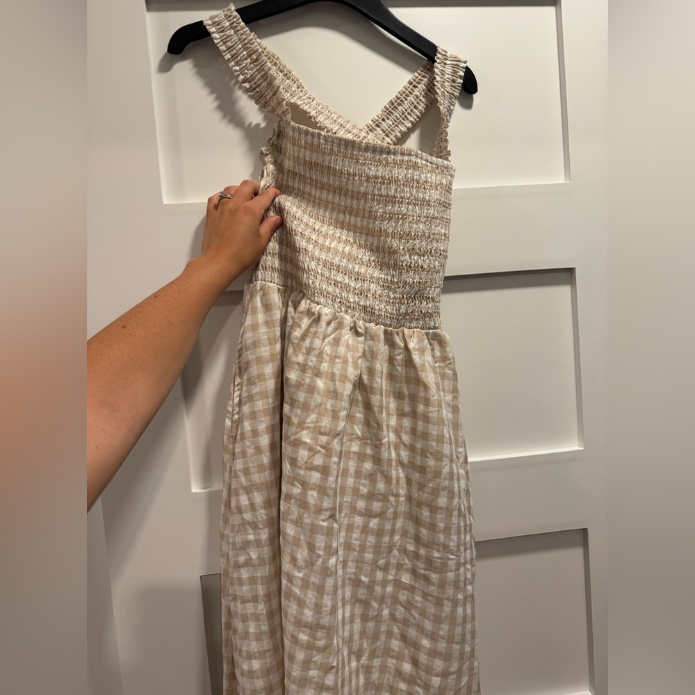 Petal & Pup Cream Checkered Dress